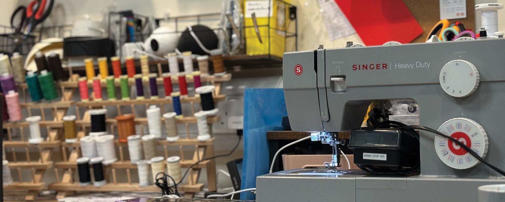 Sewing machine backstage at Potters Resorts